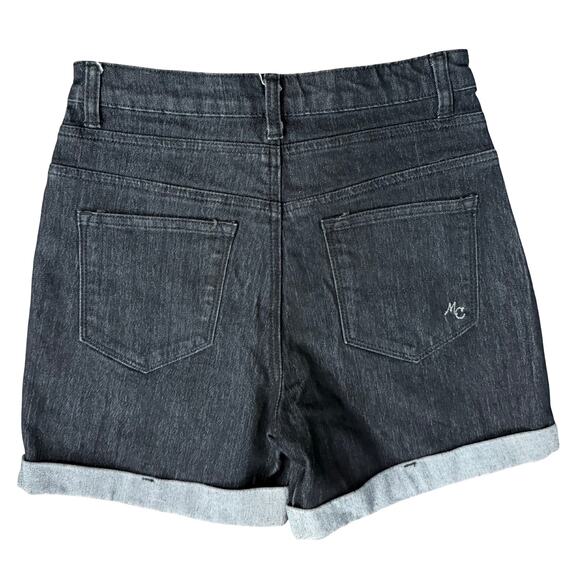 Modcloth Navy Blue Dark Wash Button Fly High Rise Stretch Cuffed Shorts size 4 - Picture 6 of 8